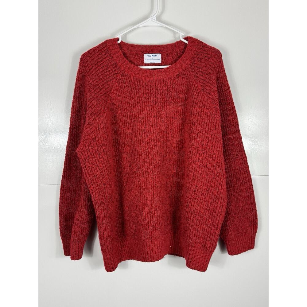 Old Navy Cozy Crew Neck Knit Sweater Long Sleeve Robbie Red Size XL